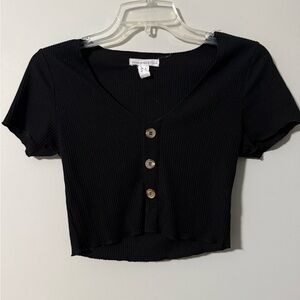 Urban Heritage Black Crop Top with Buttons